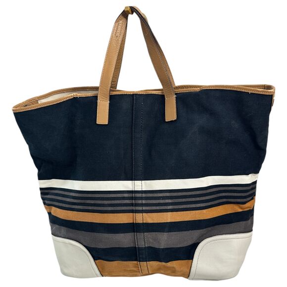 Coach F31382 Hadley Canvas Leather Stripe Duffle Tote Handbag Purse - READ - Picture 2 of 8